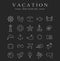 Sea and beach line icons. Vector set.