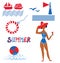 Sea and beach set funny icons