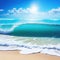 sea beach on a sunny day with crystal clear water small waves and a blue sky summer background