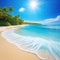 sea beach on a sunny day with crystal clear water small waves and a blue sky summer background