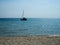 Sea and beach view, with boat and coast