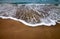 Sea beach with waves in dull day