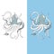 Sea beast character  illustration drawing geometric cute animal polar ocean face octopus eyes funny sea life color white and