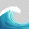 Sea big wave with white foam. Realistic vector image