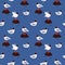 Sea and blackhead seagulls vector seamless pattern