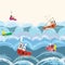 Sea and boats seamless pattern for kids