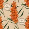 Sea buckthorn seamless pattern