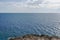 Sea calm surface and blue cloud sky. Horizon. Bay Gertsegnovska in Adriatic