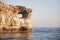 Sea caves. Cavo greco cape. .Cyprus. Mediterranean sea sunset la