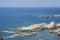 Sea caves near Paphos. Cyprus landscape. White cliffs