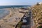 Sea coast in Netanya, view from elevator`s bridge to the North