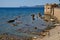 A sea coast in Sardegna, Sardinia, Italy Europe with wall and fortification