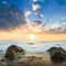 Sea coast with stones at the early morning