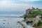 Sea coast view with lighthouse on the rock. Stora Karlso, Gotland, Sweden