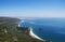 Sea coastal landscape with sandy Portinho beach