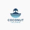 Sea and coconut island logo icon vector template