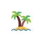 Sea and coconut palms flat icon