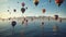 Sea of Colors, Hot Air Balloons Against Dramatic Ocean Scenery