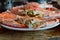 Sea crab steam seafood Placed on a table