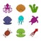 Sea creature icon set, color outline style