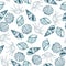 Sea Creatures hand drawn seamless pattern. Ocean animals and seashells sketch surface texture.