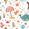 Sea creatures and vacation related items pattern