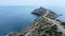 Sea in crimea trail Galiyna quadcopter from the air blue sky mountains grass trees vacation mountains panorama, sky