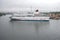 A sea cruise ferry `Viking Cinderella` takes place in the harbor of Stockholm on a foggy August day. Sweden