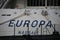 Sea cruise liner Europa. Ship name and home port written on the hull. Close-up