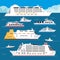 Sea cruise liner vector flat vacation passenger ship