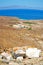 sea in delos greece the historycal acropolis and old ruin site