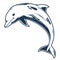 Sea dolphin detailed monochrome sticker