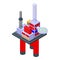 Sea drilling rig engineer icon, isometric style