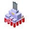 Sea drilling rig factory icon, isometric style