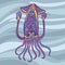 Sea dweller squid in cartoon style