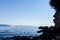 Sea erosion of rugged cliffs on rocky coastline