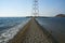 In the sea filled the road to the lighthouse, in the middle of the Sea Beach line passes