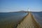 In the sea filled the road to the lighthouse, in the middle of the Sea Beach line passes