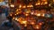 A sea of flickering candles and glowing markets creating a warm and inviting ambiance within the bazaar. The intricate