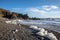 Sea foam on the beach