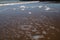 Sea foam washing up on the beach in Kent, UK