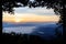 Sea of fog at dawn in the mountains