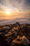 Sea of Fog in mountains before sunrise in austrian alps