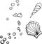 Sea food fish shellfish crabs delicacies. Graphic illustration hand-drawn