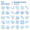 Sea food flat icon set, ocean symbols collection, vector sketches, logo illustrations, animal signs blue gradient