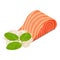 Sea food icon isometric vector. Red fish piece mayonnaise strip and spinach icon