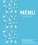 Sea food restaurant menu. Seafood template design, fish dishes. Vector illustration.