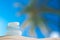 Sea glass seaglass with ocean , beach and palmtree seascape