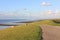 Sea with grazing sheep