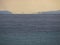 Sea in Greece. Fata morgana mirage on the horizon.